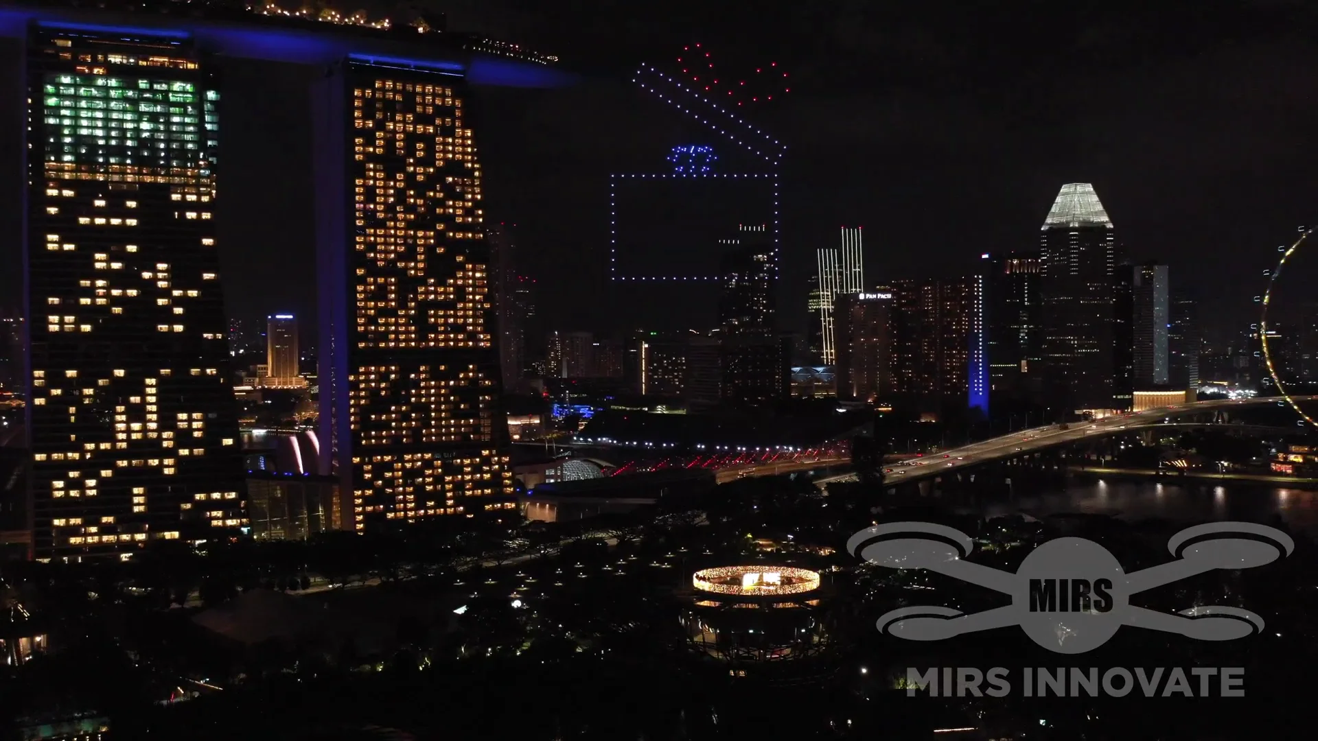Epic Marriage Proposal drone show Singapore - Epic Marriage Proposal Ring Box Formation Skyline