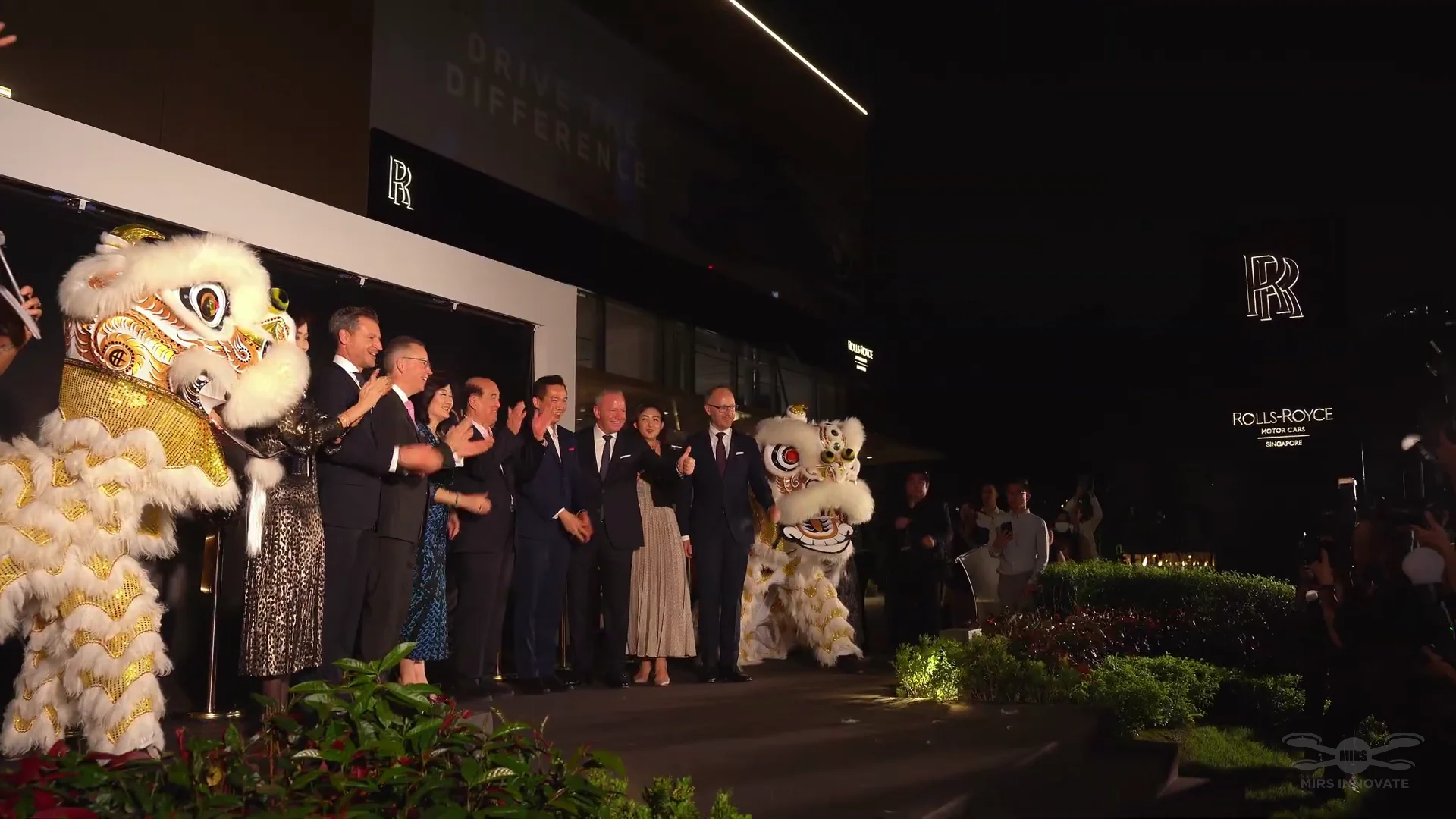 Grand opening crowd ceremony at Eurokars brand promotion drone show in Singapore
