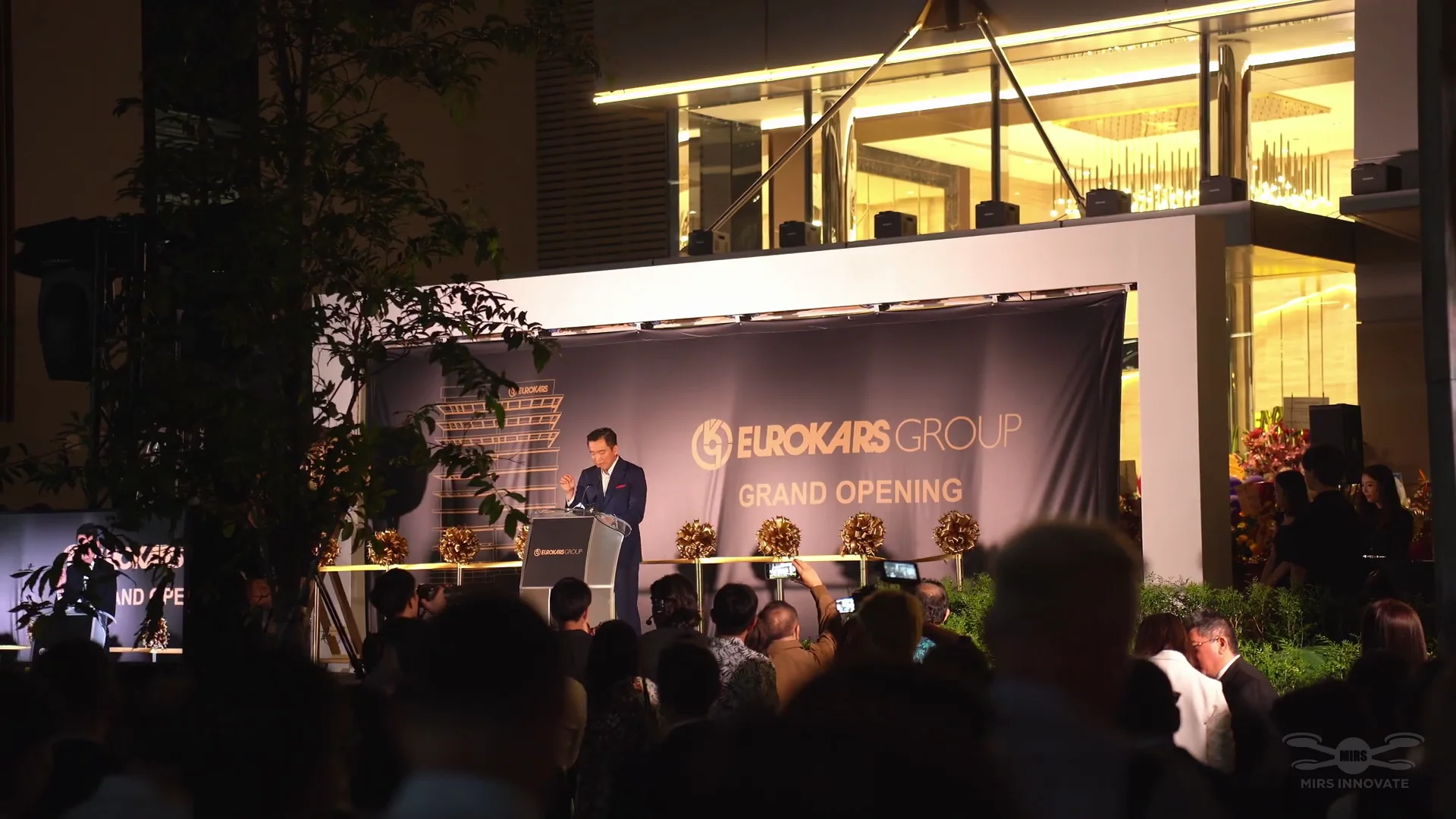 Stage presentation during Eurokars Group grand opening drone show in Singapore