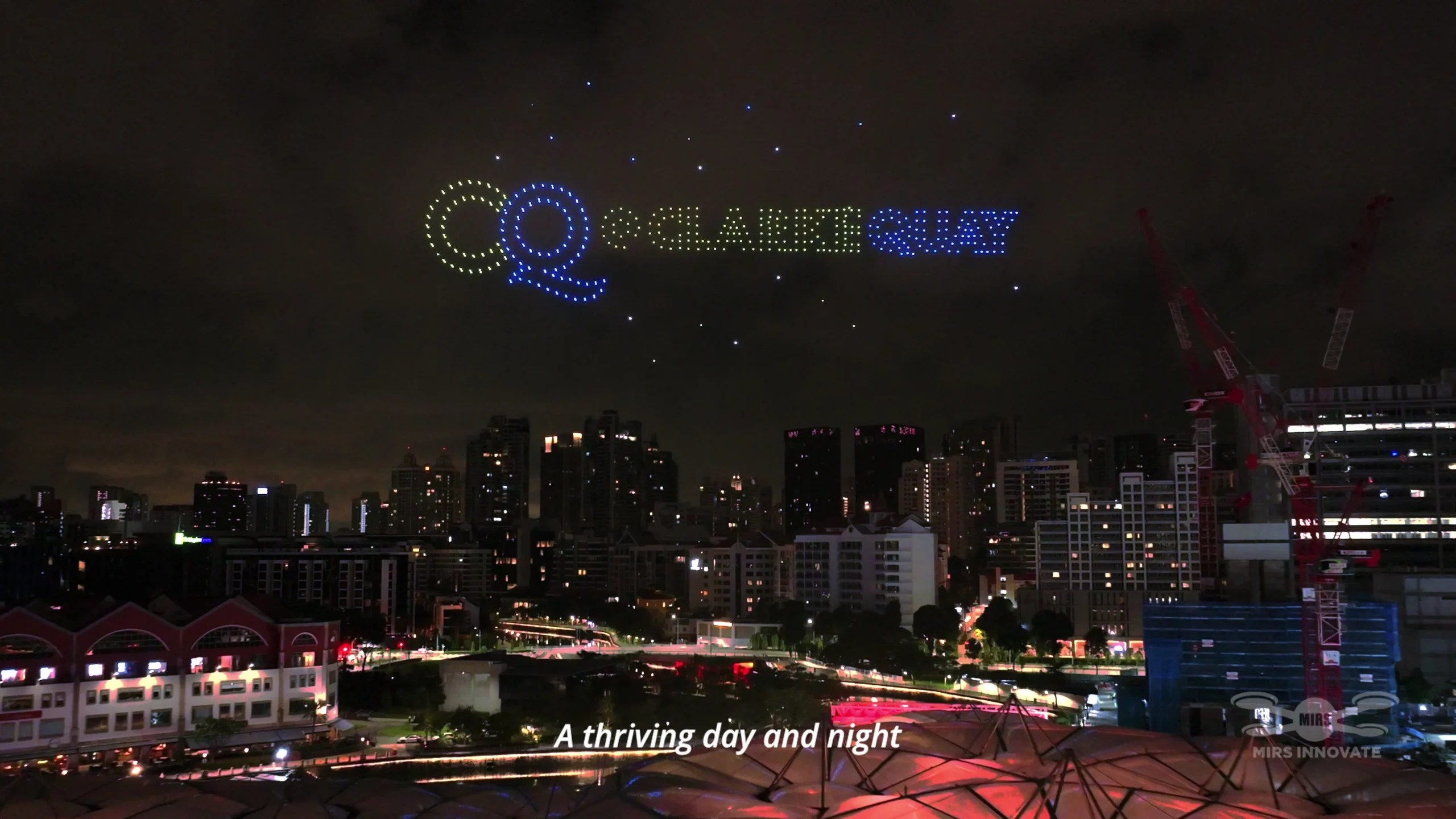 CQ Clarke Quay logo drone formation during Singapore F1 week activation