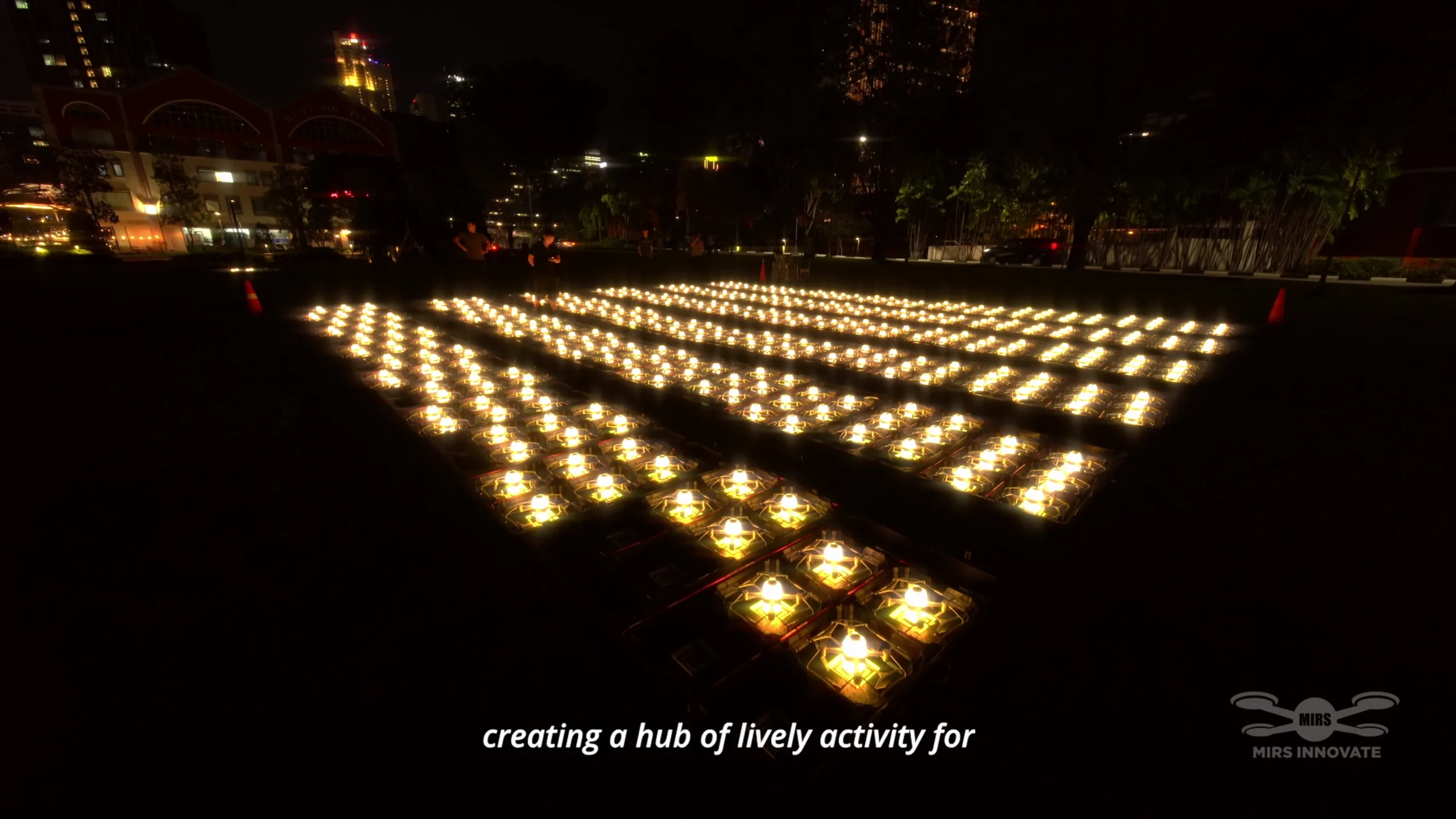Illuminated drone launch grid for F1 CQ Singapore drone show