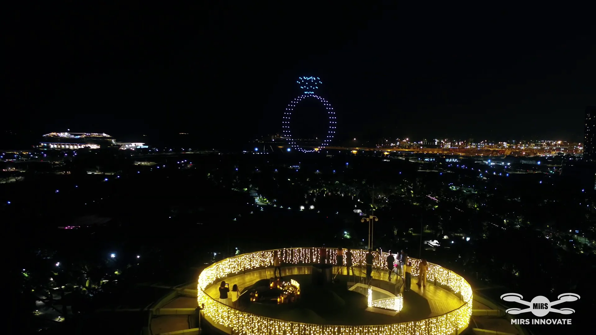 Engagement ring drone formation for a Gardens by the Bay marriage proposal