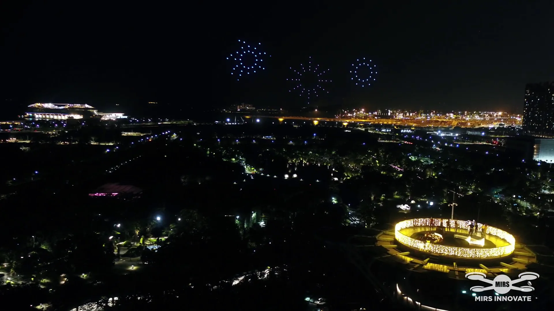Fireworks-style drone bursts closing the Gardens by the Bay proposal show