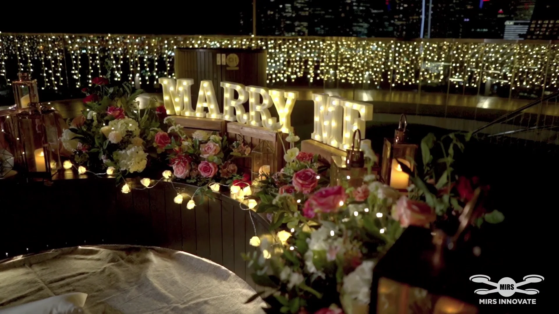 Marry Me proposal setting overlooking Gardens by the Bay