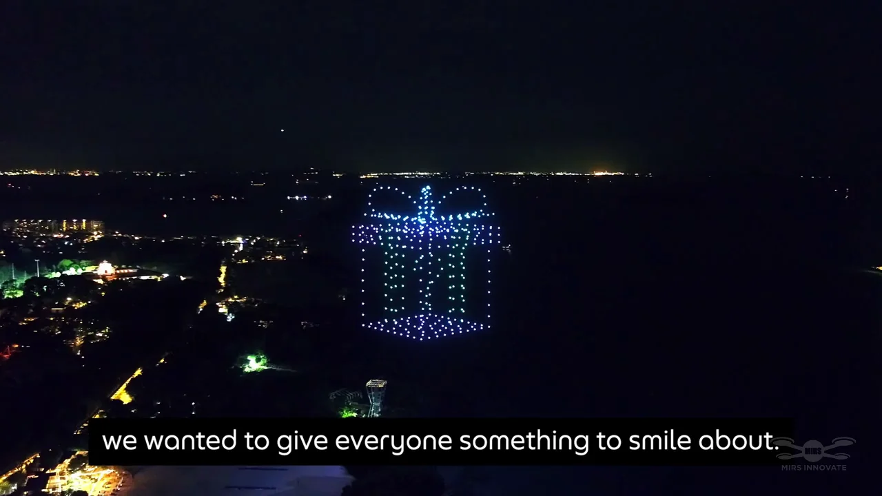 GrabPay Early Christmas Sentosa drone show Singapore - Grabpay Early Christmas Sentosa Christmas Gift Box Formation Sentosa