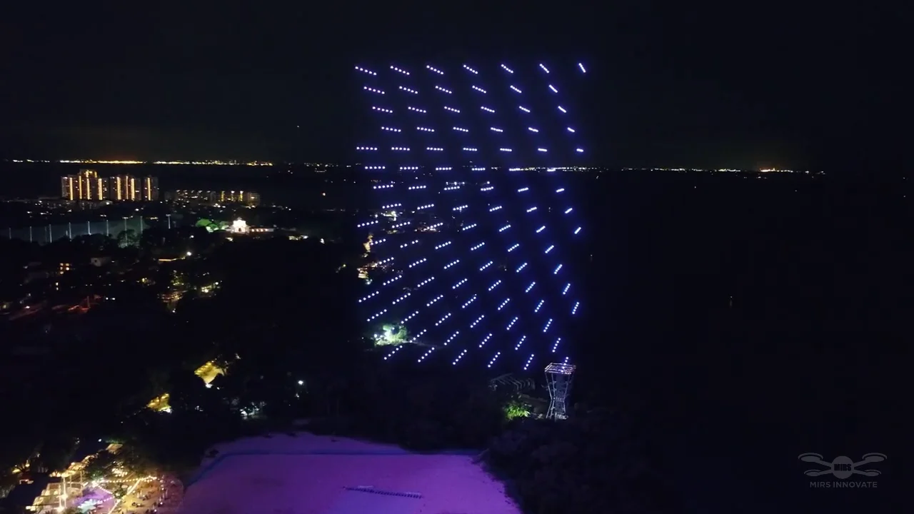 GrabPay Early Christmas Sentosa drone show Singapore - Grabpay Early Christmas Sentosa Light Grid Palawan Beach Sentosa