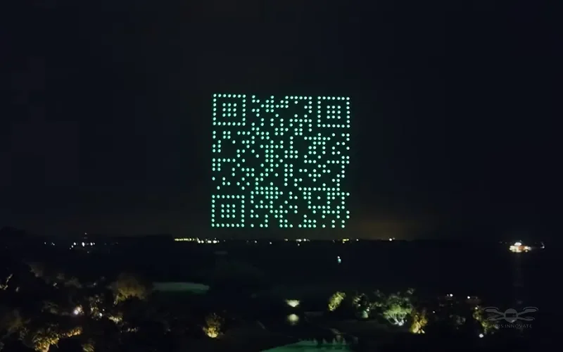 GrabPay Early Christmas Sentosa drone show Singapore - Grabpay Early Christmas Sentosa Scannable Qr Code Precision Formation