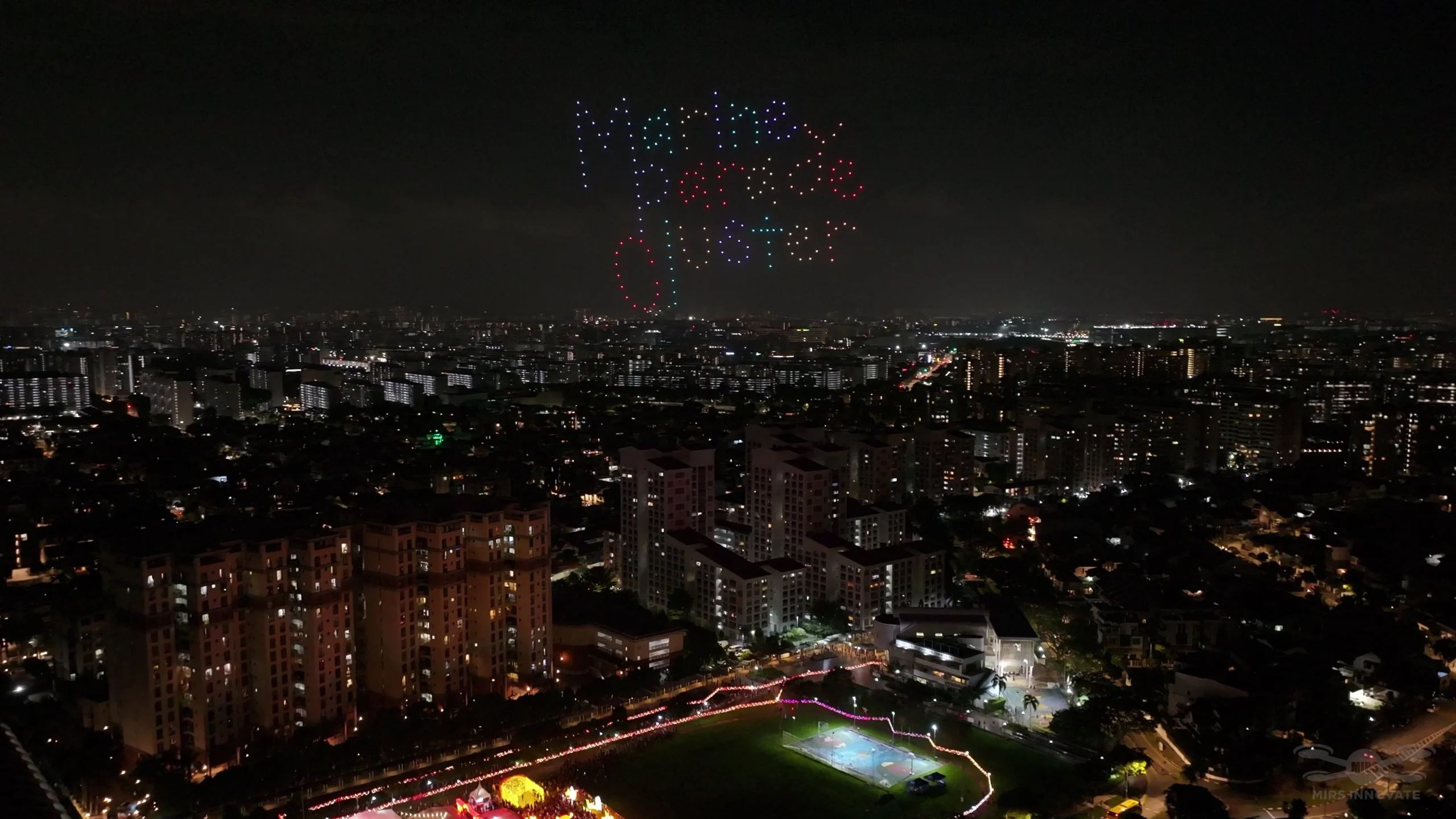 Chinese New Year drone formation above Kampong Kembangan CC Singapore