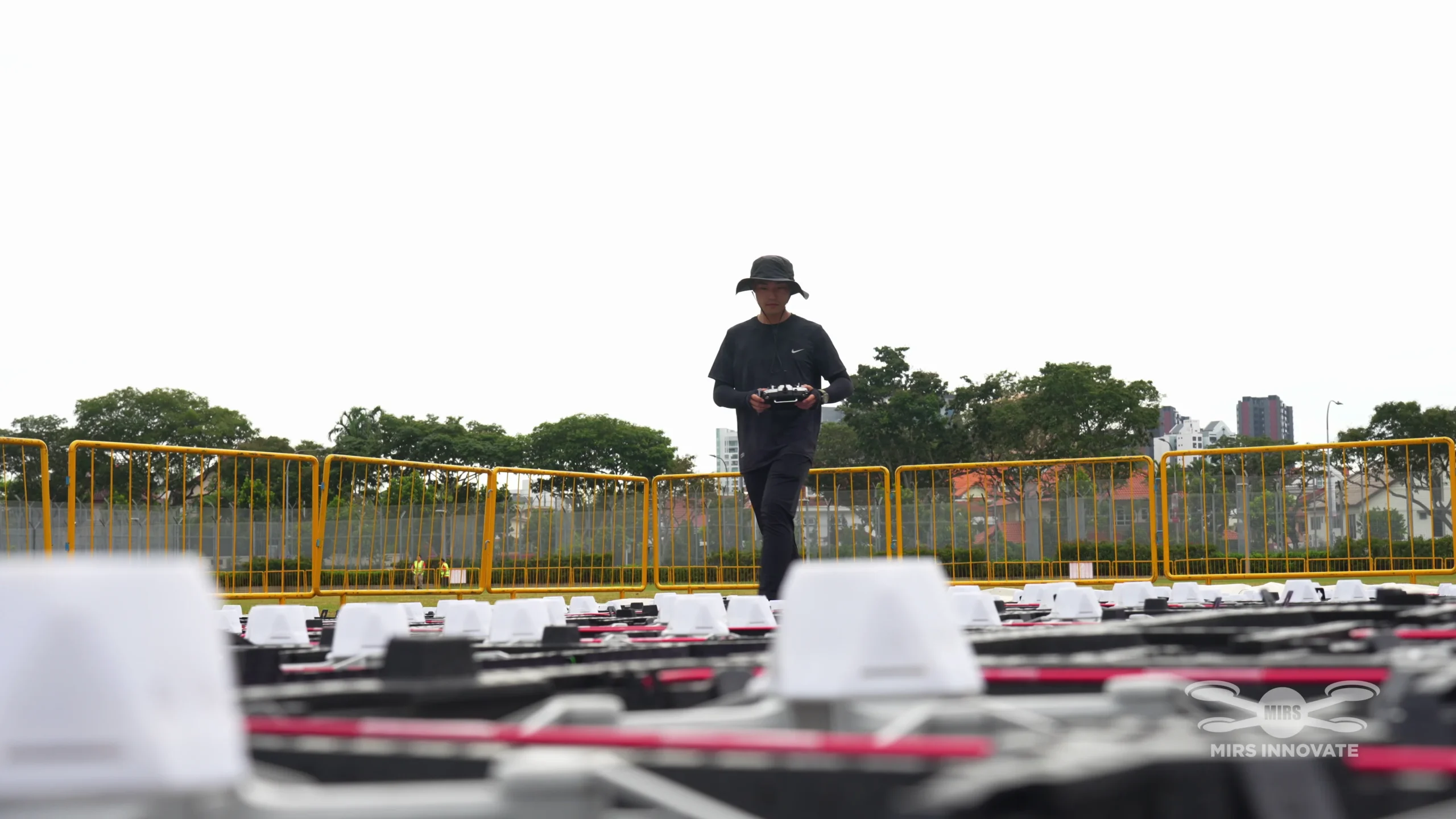 Field technician preparing drones for Singapore National Day 2024