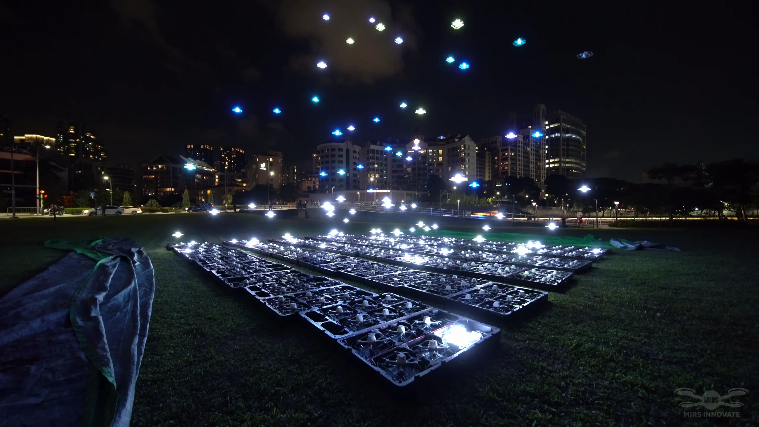 Drone launch grid setup for Singapore New Year Eve 2026 show