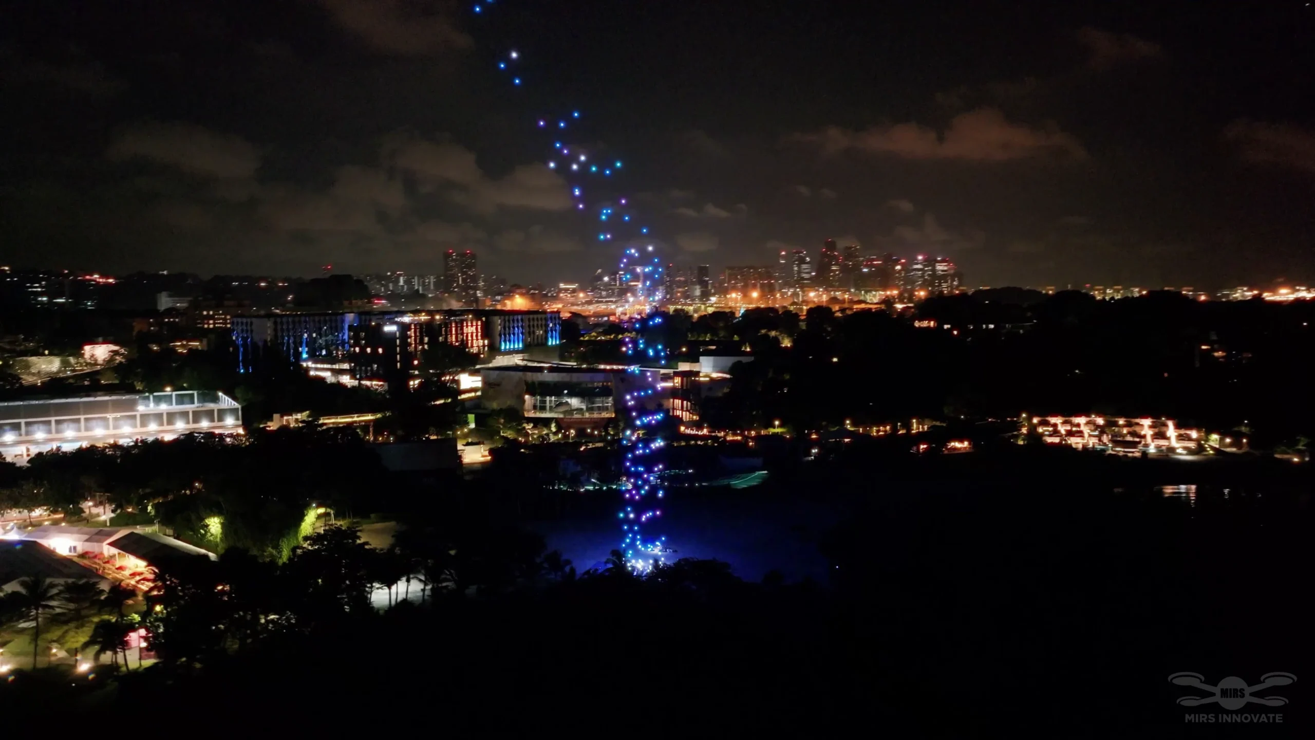 Drone formation above the Singapore integrated brand event