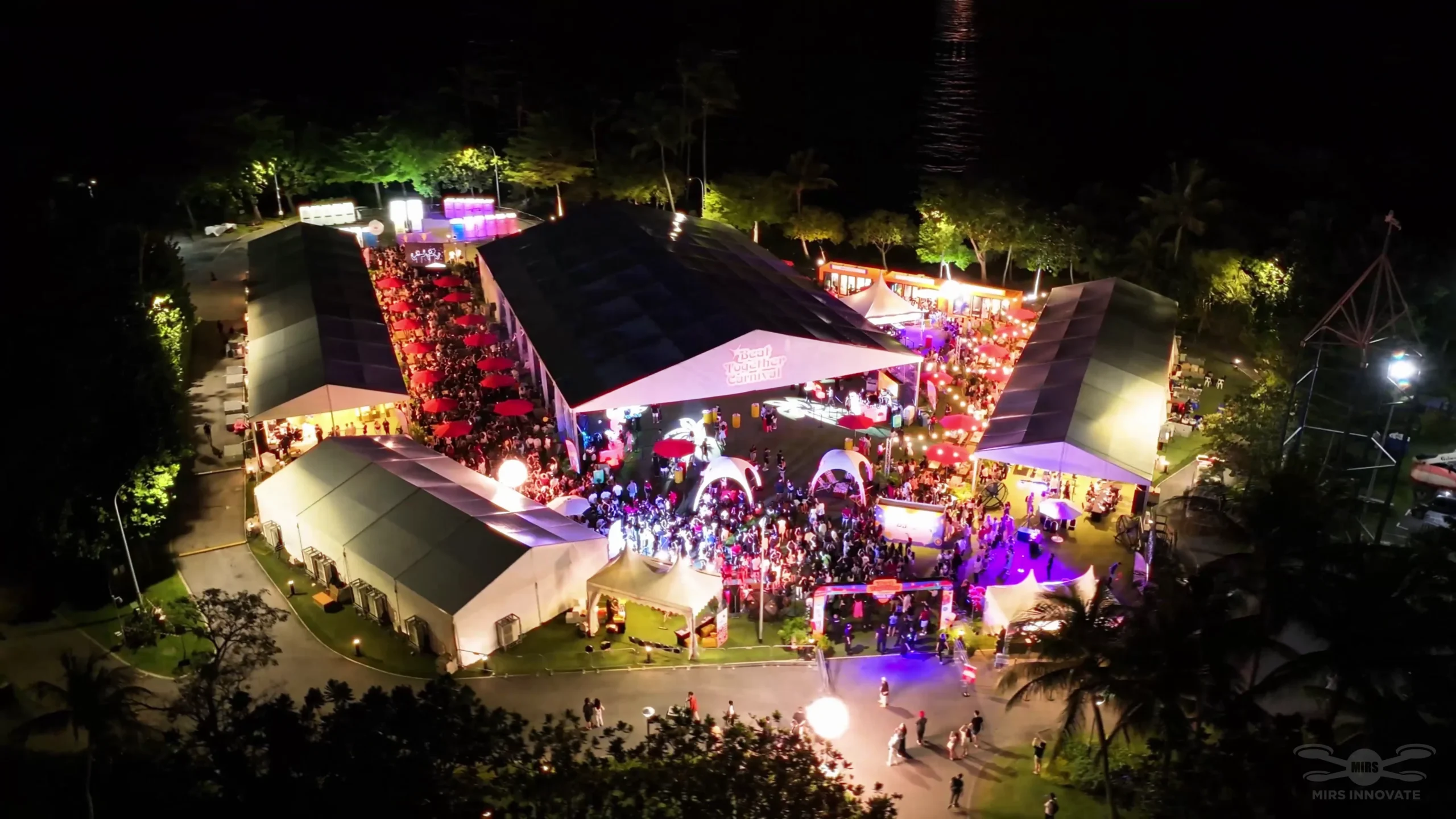 Aerial view of the crowd and Be Together Carnival venue in Singapore