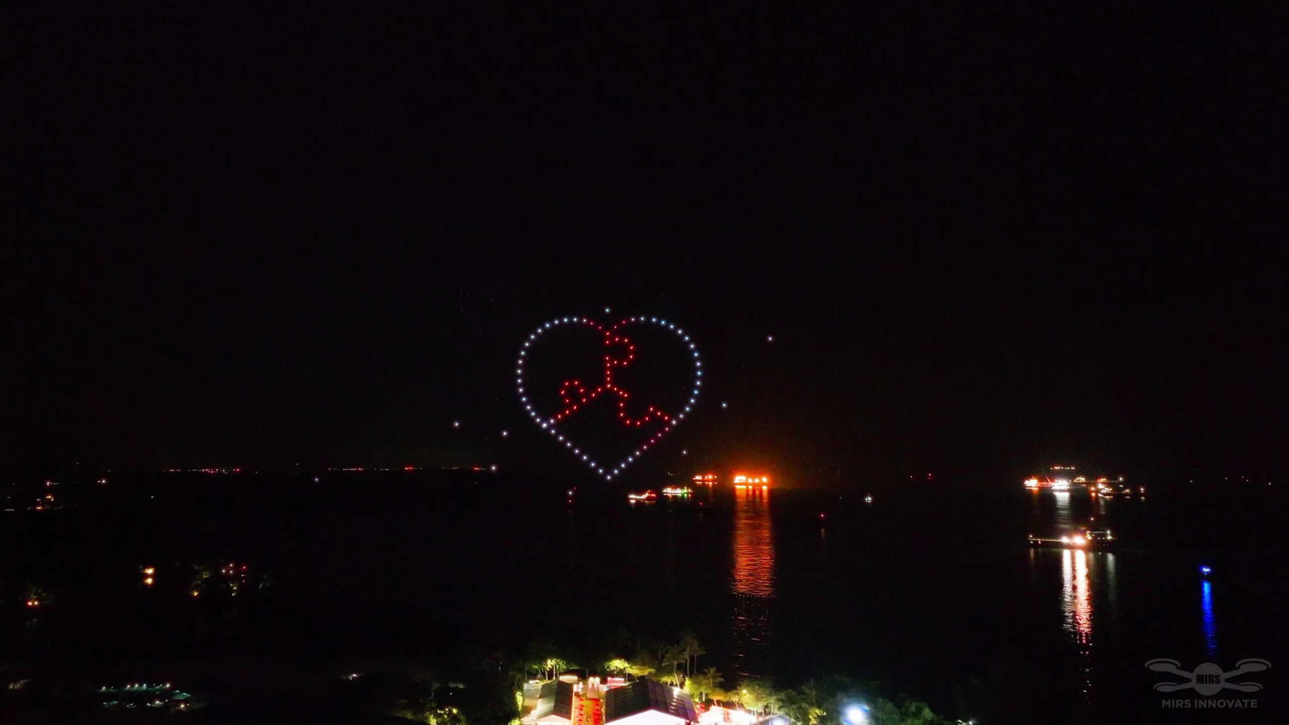 Heart and runner drone formation in an integrated corporate event sequence