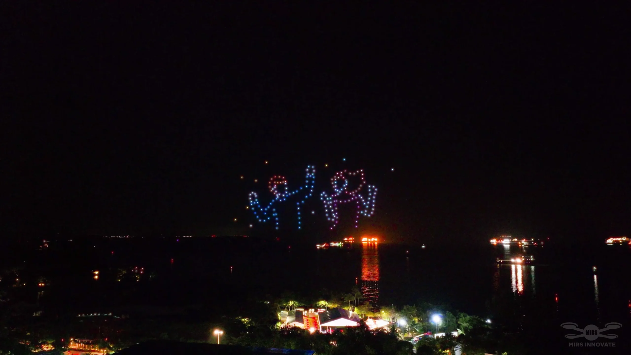 People icon drone formation representing connection at a Singapore brand event