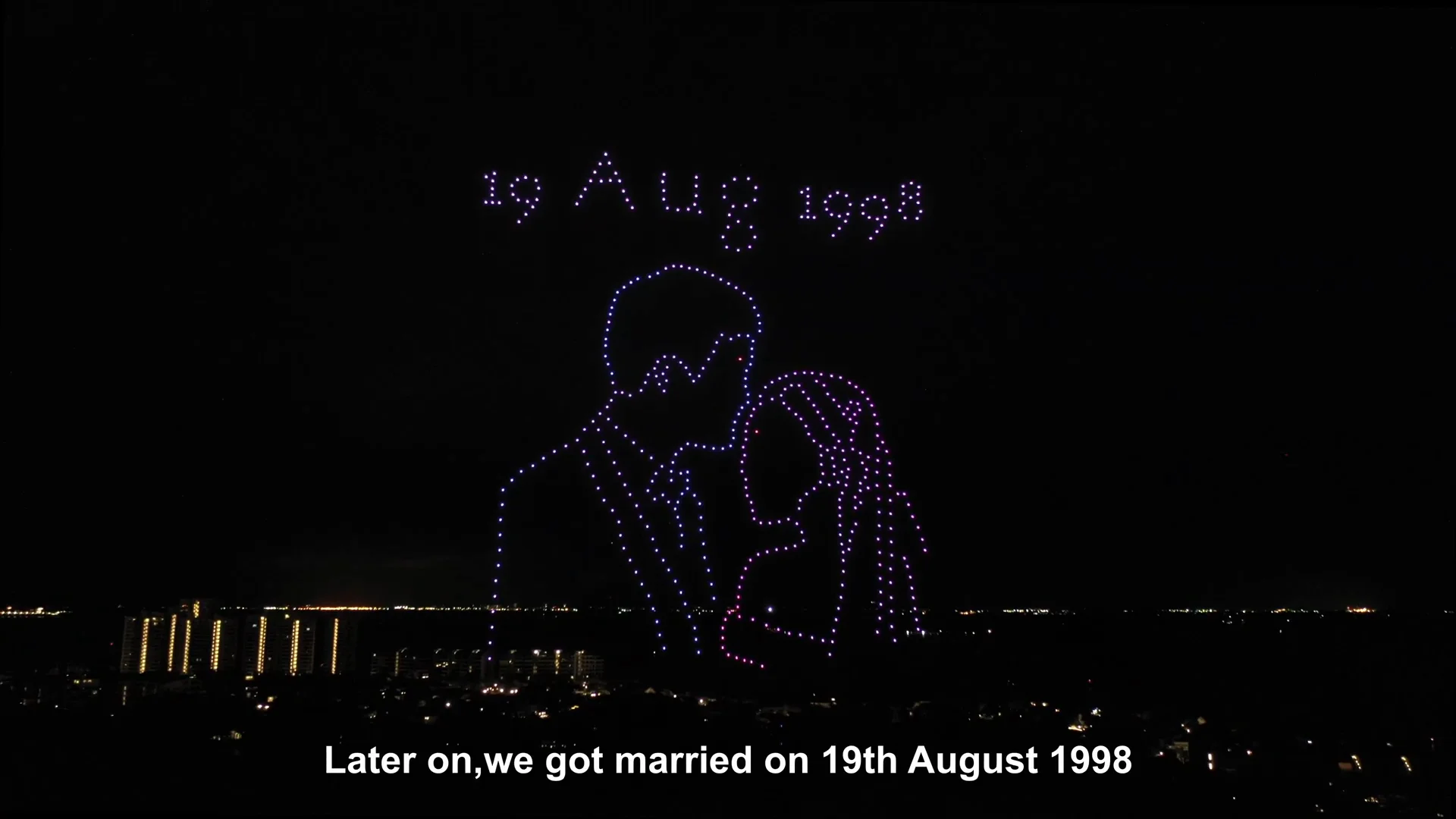 Birthday Celebration at Sentosa Golf Club drone show Singapore - Sentosa Golf Club Anniversary Celebration Aug 1998 Couple Formation