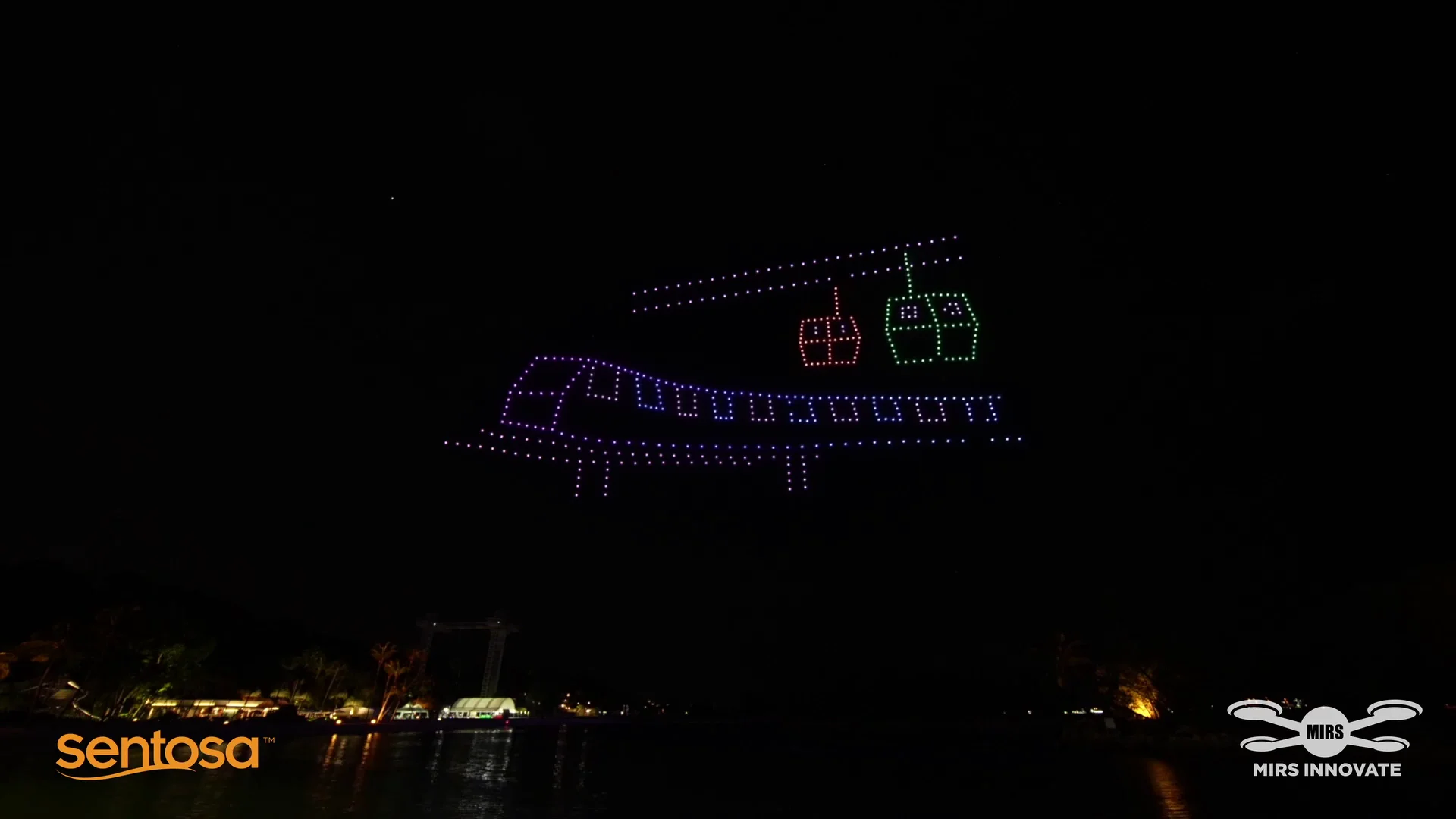 Cable car and gift icons drone formation for Sentosa Jubilee 50th anniversary