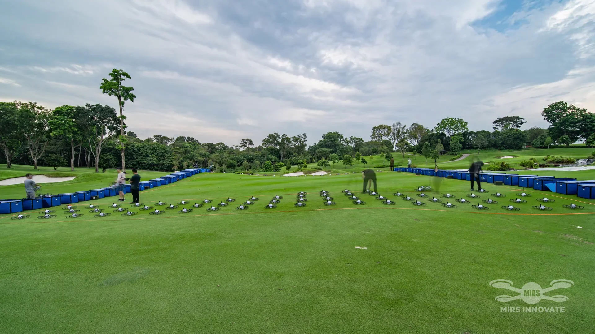 Golf course drone grid setup for SICC Jubilee 60th anniversary drone show