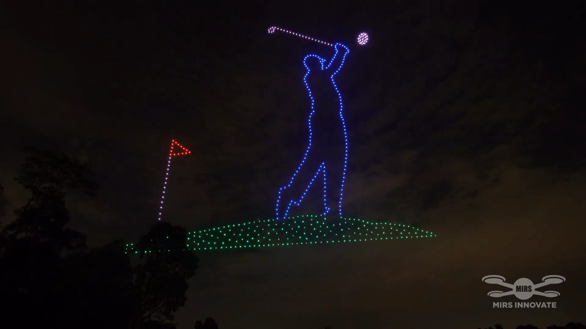 Golfer swing drone formation over the golf course for SICC Jubilee 60th anniversary
