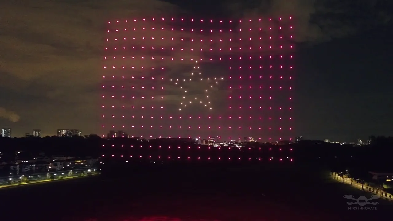 AFF Suzuki Cup 2020 drone show Singapore - Suzuki Cup 2020 Crescent Star Flag Formation