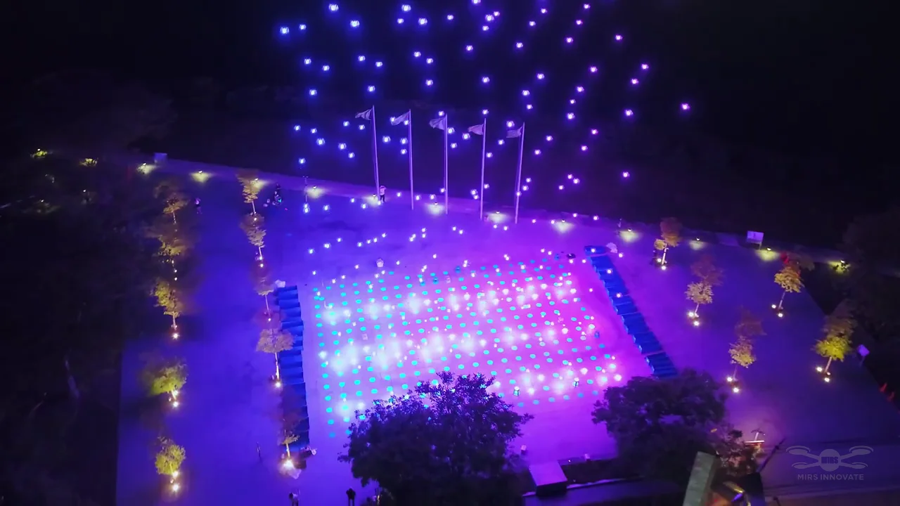 AFF Suzuki Cup 2020 drone show Singapore - Suzuki Cup 2020 Launch Grid Purple Lights National Stadium