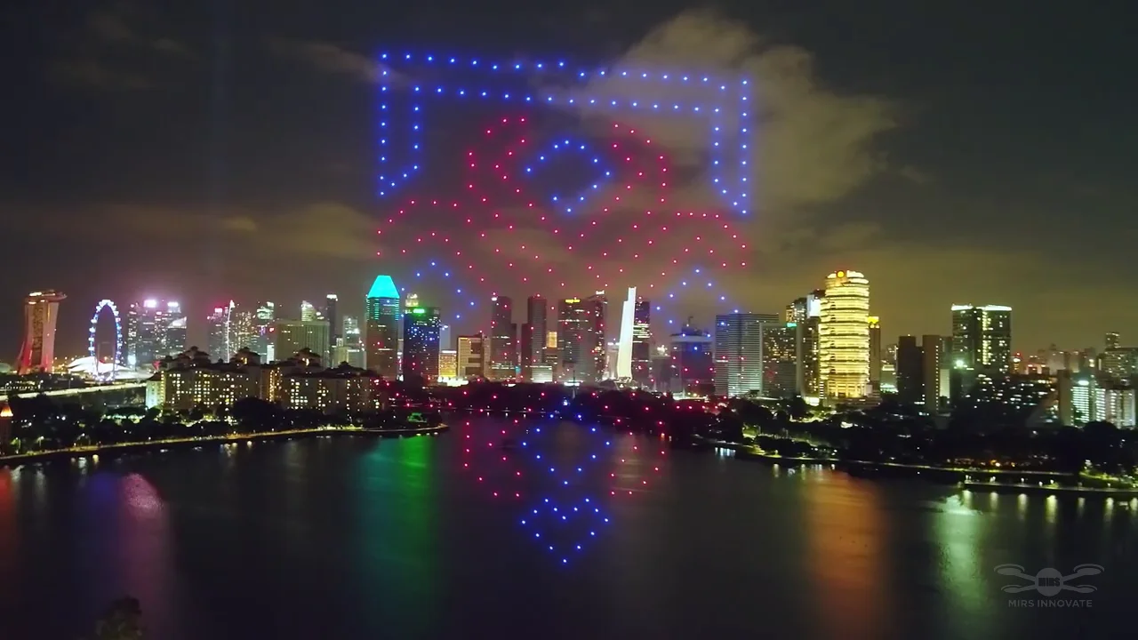 AFF Suzuki Cup 2020 drone show Singapore - Suzuki Cup 2020 Flag Formation Skyline
