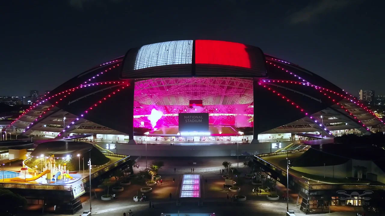 AFF Suzuki Cup 2020 drone show Singapore - Suzuki Cup 2020 National Stadium Night Aerial