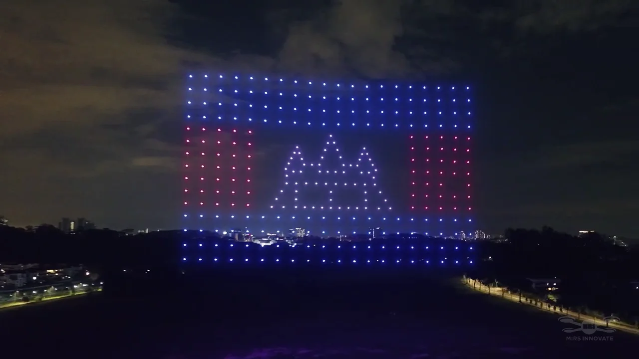 AFF Suzuki Cup 2020 drone show Singapore - Suzuki Cup 2020 Red Flag Star Formation