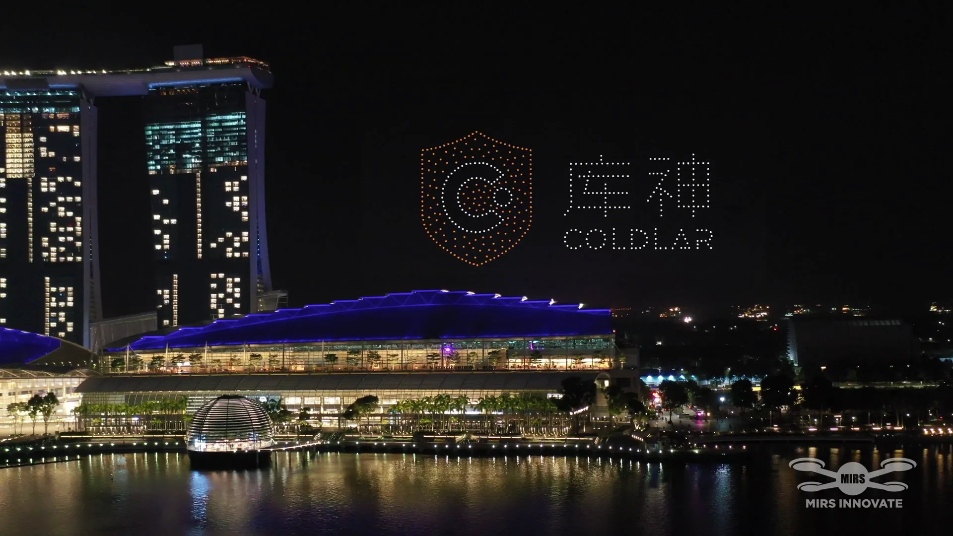 TOKEN 2049 Web3 Exhibition drone show Singapore - Token 2049 Web3 Exhibition Coldlar Logo Formation Marina Bay