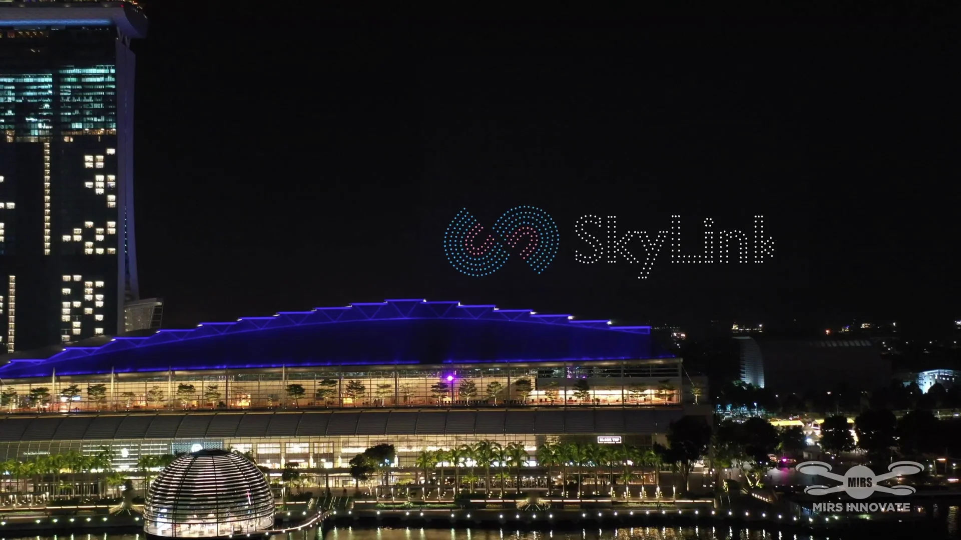 TOKEN 2049 Web3 Exhibition drone show Singapore - Token 2049 Web3 Exhibition Skylink Logo Formation Marina Bay