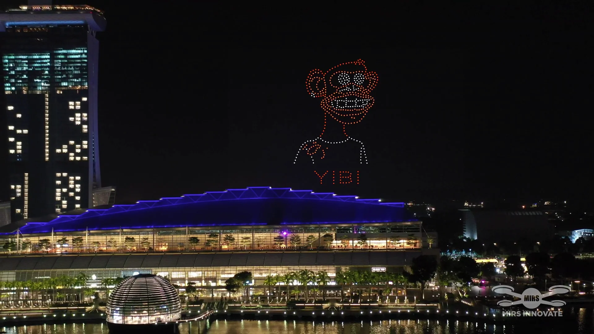 TOKEN 2049 Web3 Exhibition drone show Singapore - Token 2049 Web3 Exhibition Yibi Character Formation Marina Bay