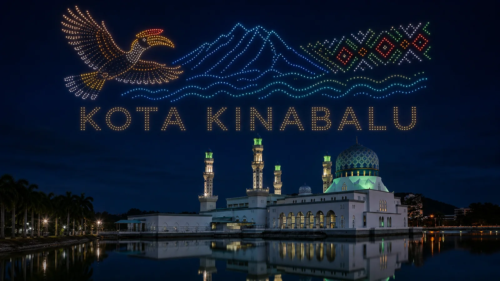 Concept visual for a custom drone light show in Kota Kinabalu, Sabah