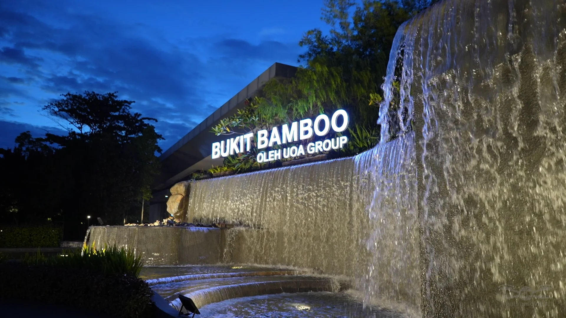 Waterfall entrance at Bukit Bamboo Hills in Kuala Lumpur before an outdoor event