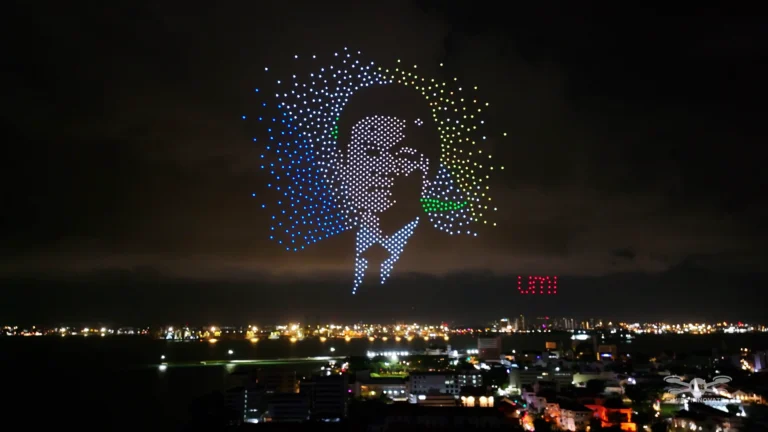 Character drone formation at the Umi Umi brand launch in Penang, Malaysia