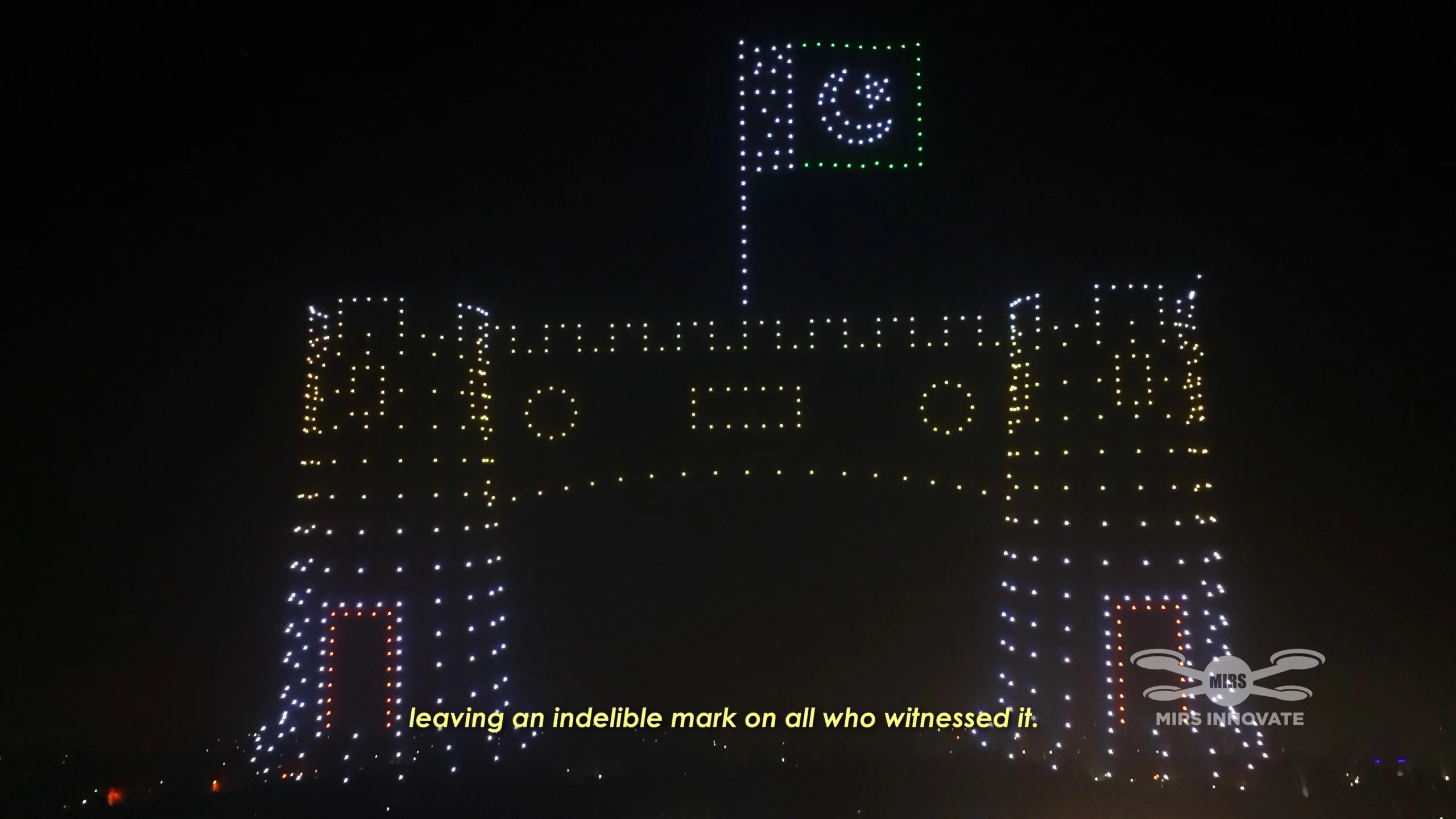 1,500 drones forming Minar-e-Pakistan with the national flag at the Horse & Cattle Show 2025 closing ceremony in Lahore