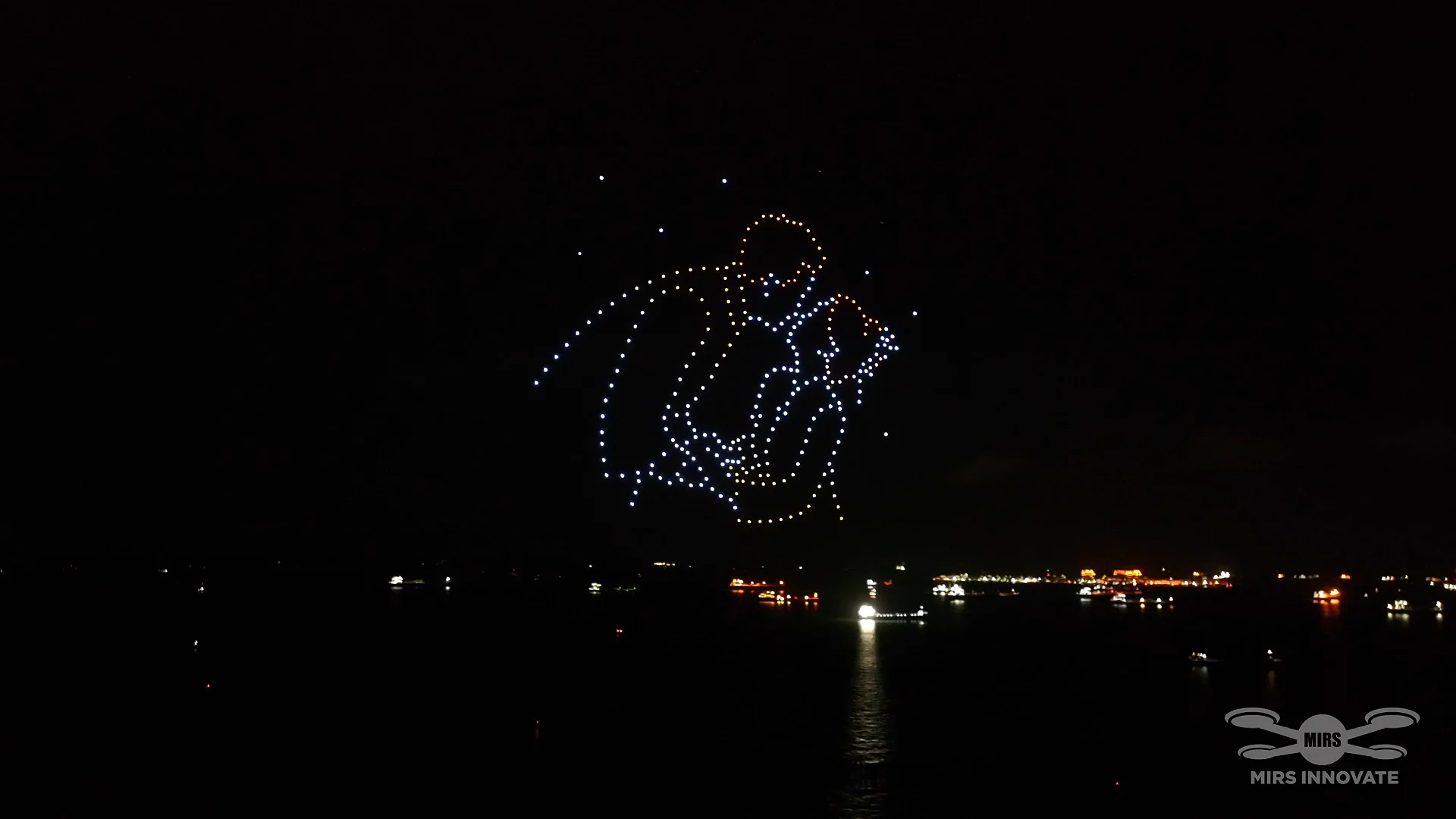 The Day We Became Us wedding kiss formation created with drones over Palawan Sentosa