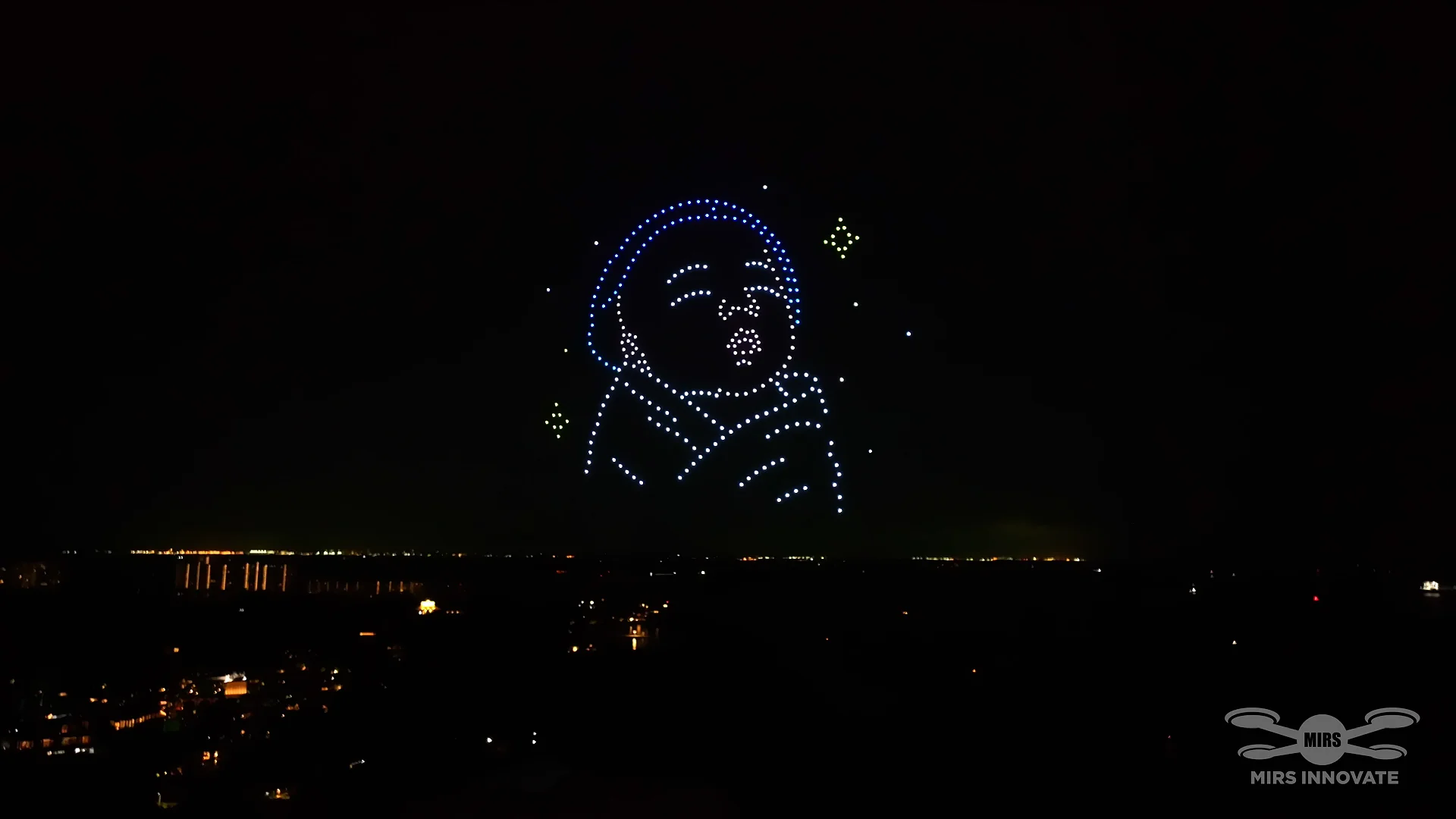 Welcome Little Star newborn formation displayed by 300 drones above Sentosa