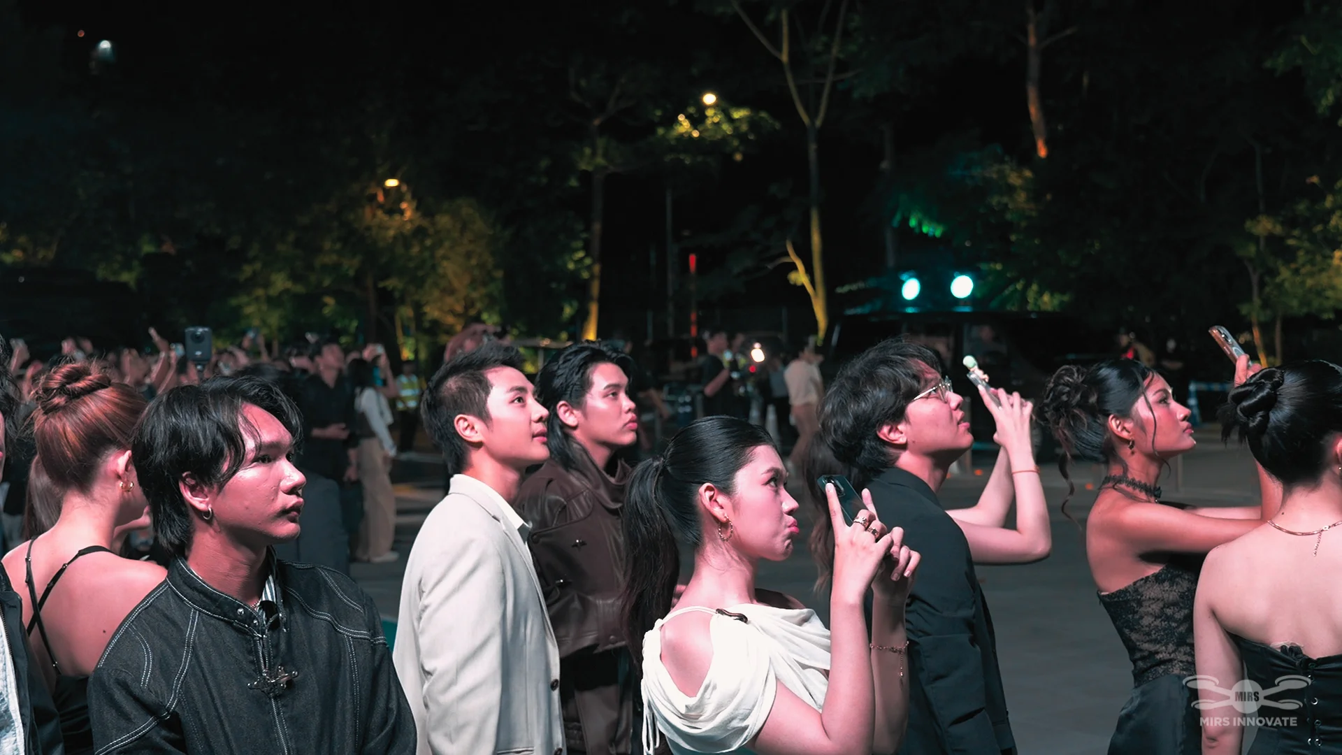 Audience watching the Happitat Grand Opening drone show in Bangkok
