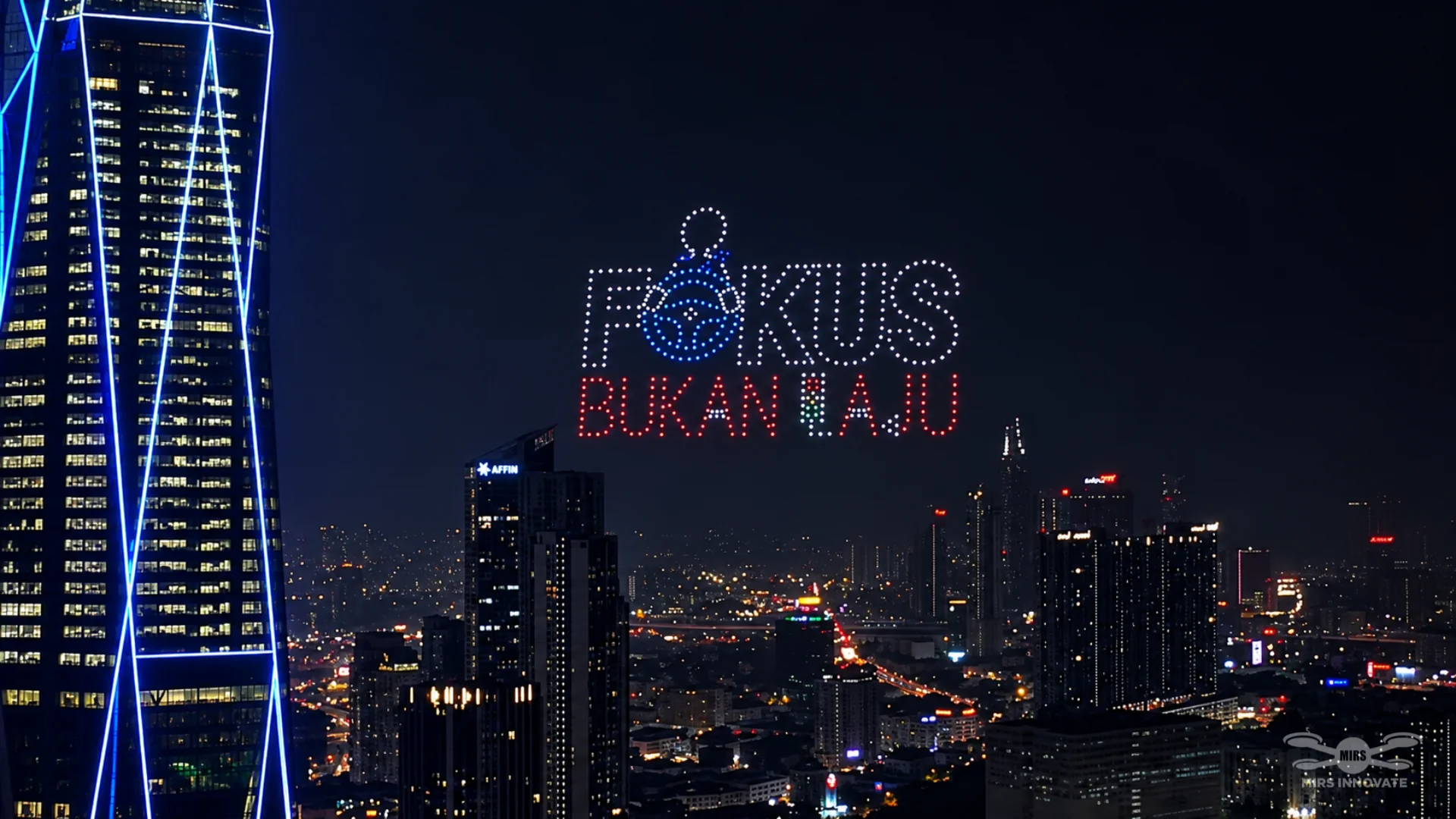 Fokus Bukan Laju drone wording formation at the JPJ NPI launch