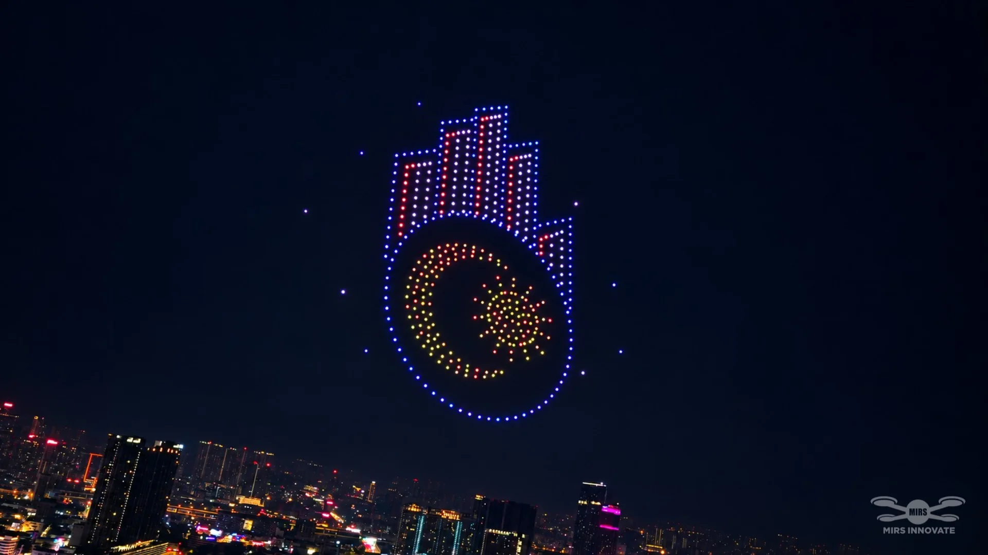 Malaysia MADANI logo drone formation during the JPJ NPI launch at Merdeka 118