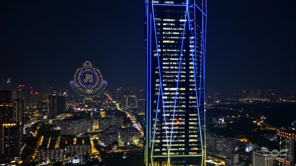 JPJ emblem drone formation beside Merdeka 118 in Kuala Lumpur