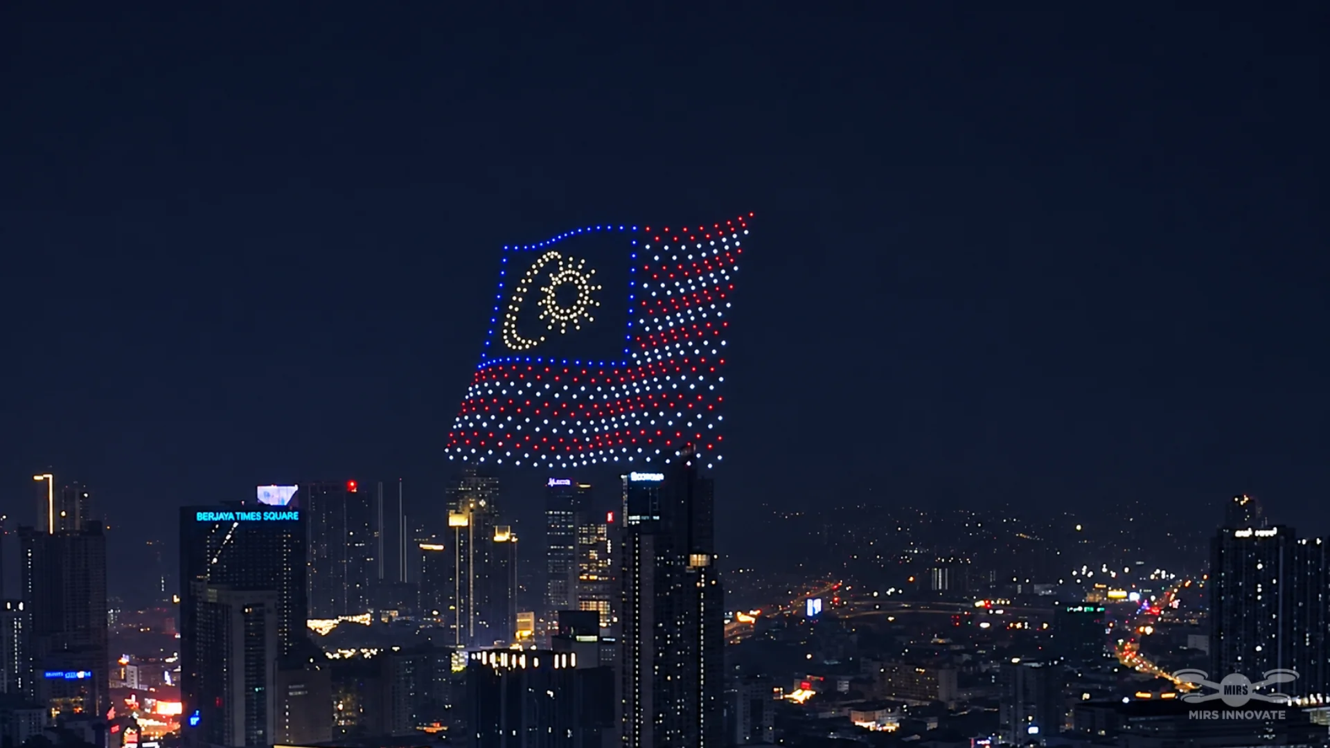 Malaysia flag drone formation above Kuala Lumpur at the JPJ NPI launch